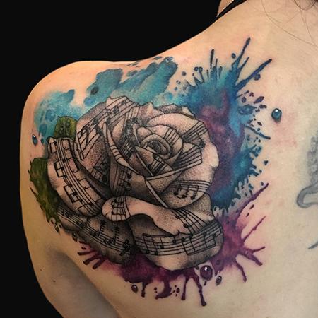 Katelyn Crane - Watercolor Rose with Music Notes